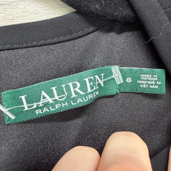 Lauren Ralph Lauren Shift Dress Womens 8 Black Long Sleeve Keyhole Neck Back Zip - Picture 3 of 12